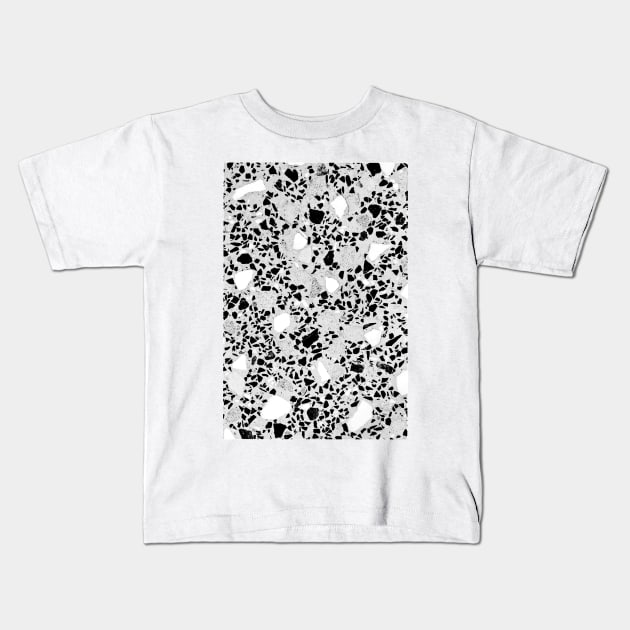 Real Terrazzo Stone Marble Concrete Mix Pattern Kids T-Shirt by fivemmPaper